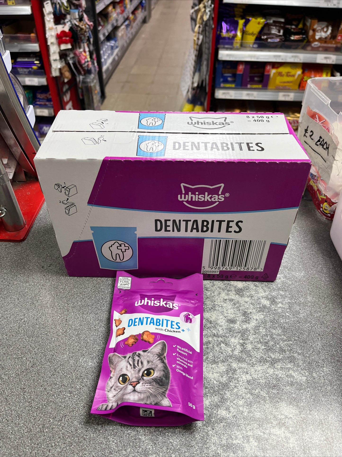 Whiskas Dentabites Cat Treats with Chicken, 50 g (Pack of 8)