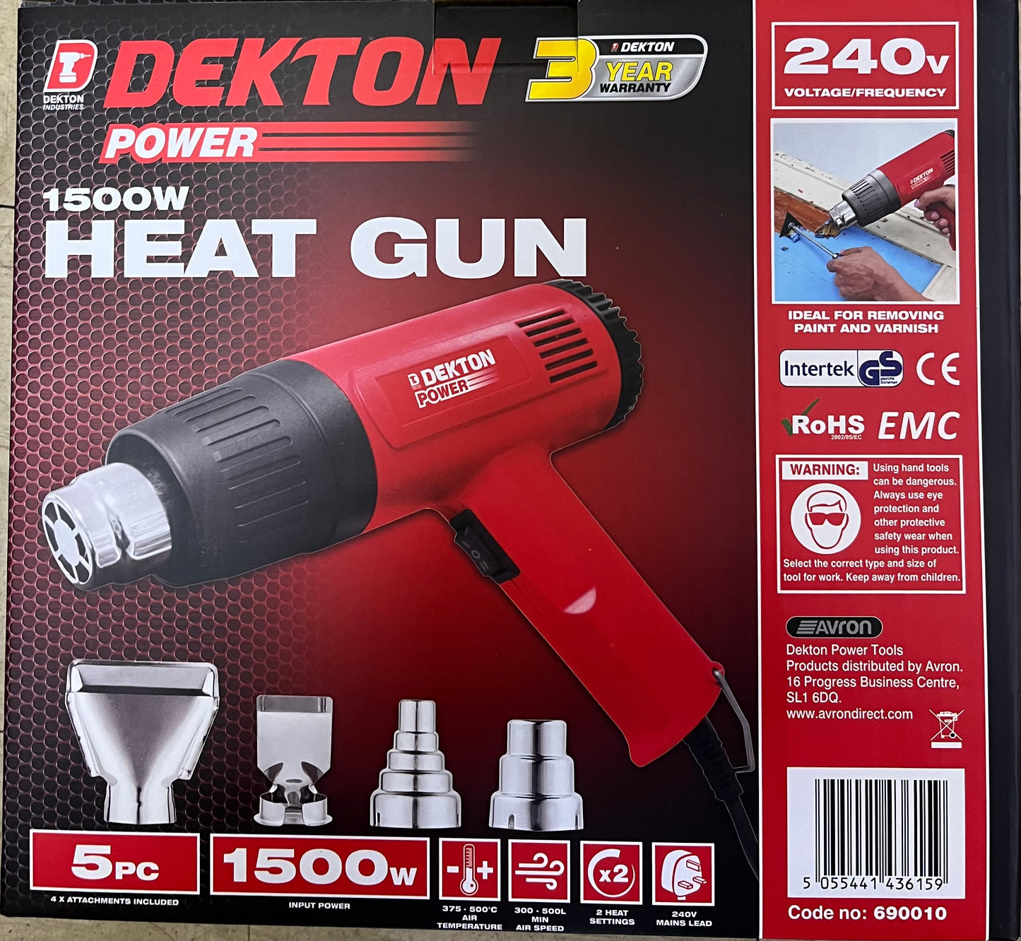 DEKTON 1500W heat gun