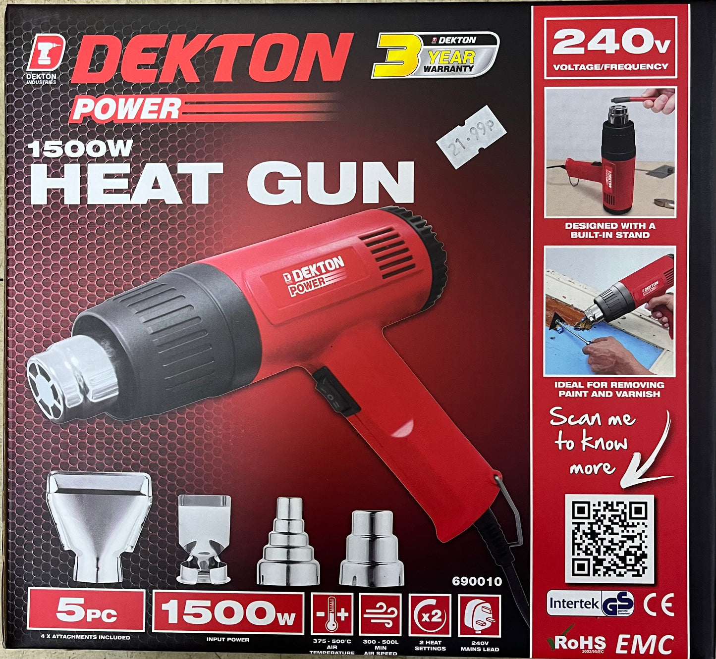 DEKTON 1500W heat gun